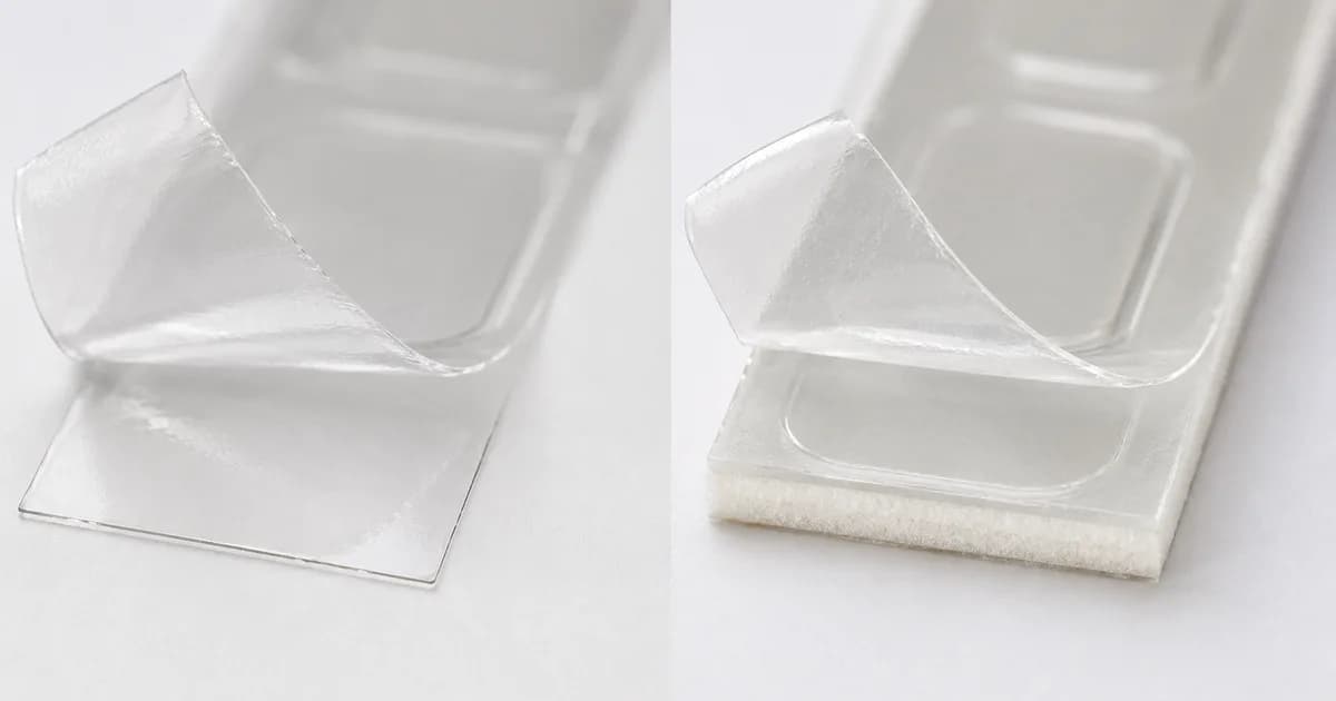 Cross-section comparison of adhesive transfer tape versus double-sided backed tape